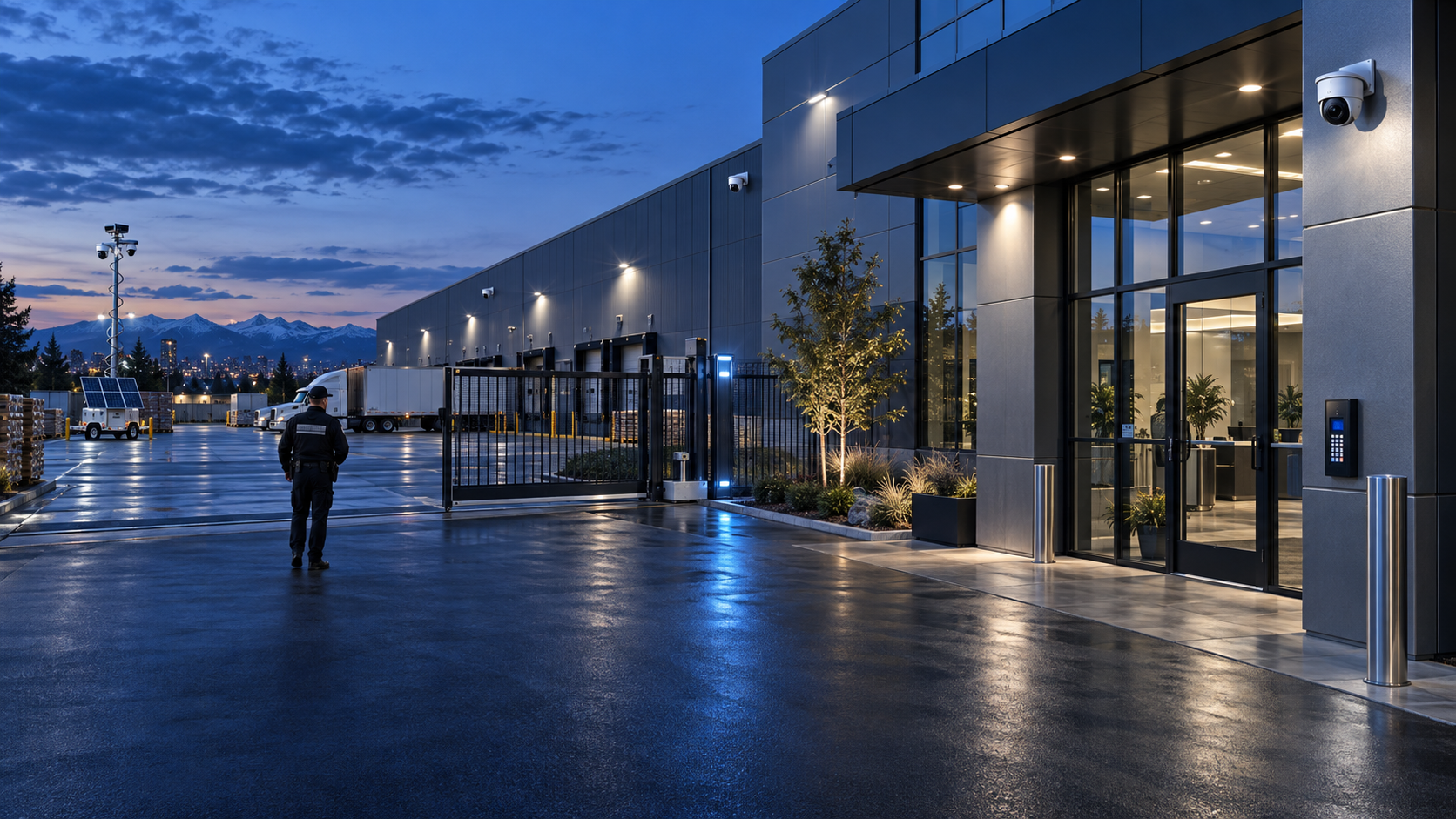 Commercial security monitoring for industrial, retail, construction and warehouse properties